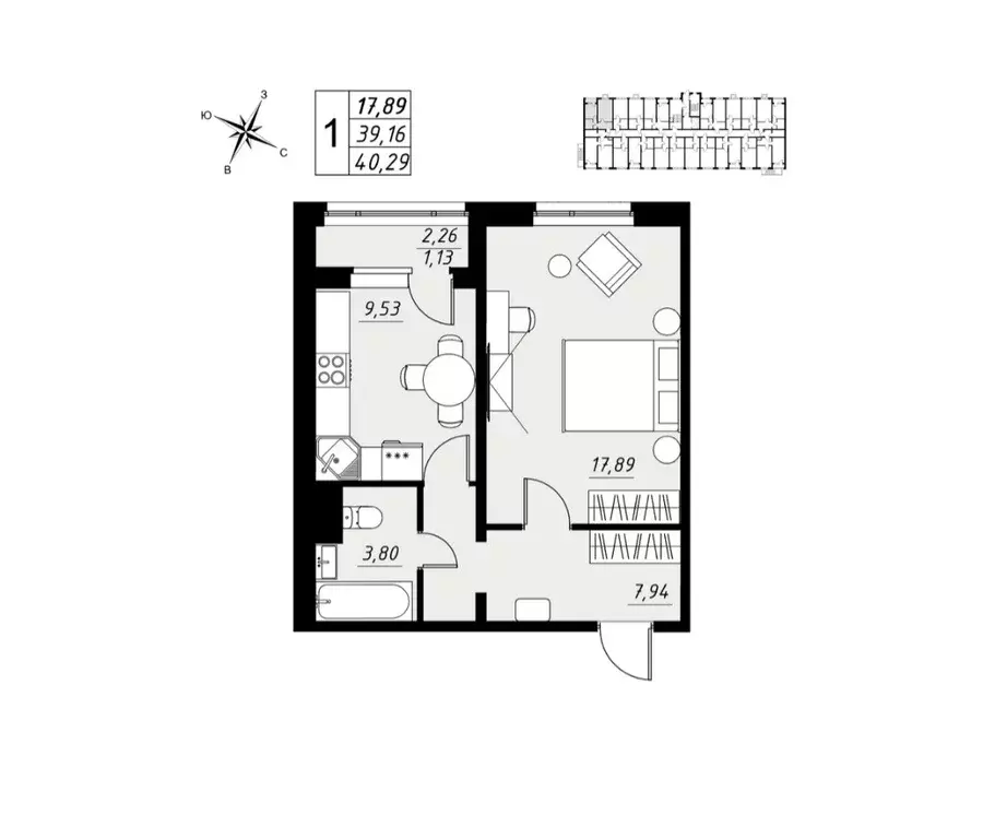 Продаётся 1-к квартира, 40.29 м - Фото 0
