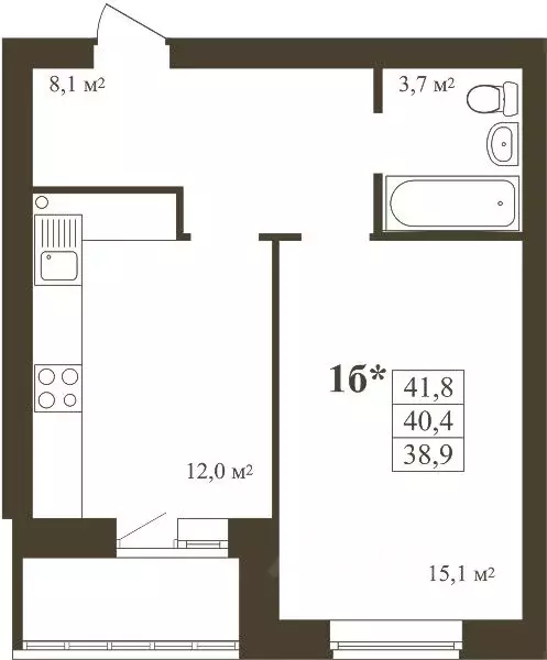 1-к кв. Тамбовская область, Тамбов Телецентр мкр,  (41.8 м) - Фото 1