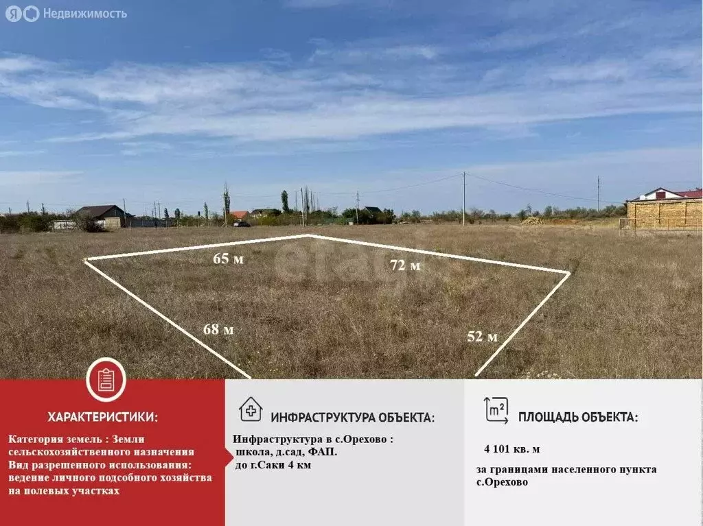 Участок в Сакский район, село Орехово (41 м) - Фото 2