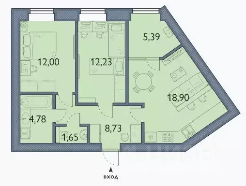 2-к кв. Брянская область, Брянский район, пос. Мичуринский, ... - Фото 1