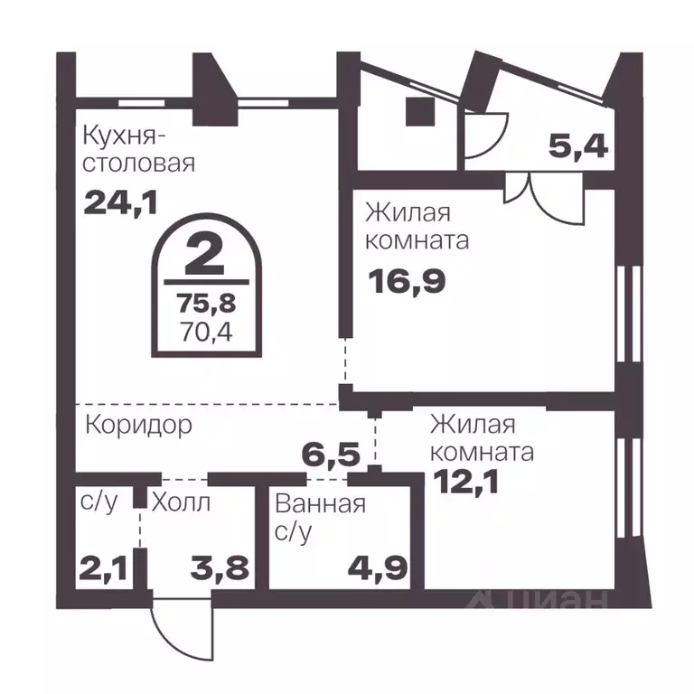 2-к кв. Челябинская область, Челябинск просп. Ленина, 19В (70.4 м) - Фото 0