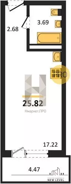 Продаётся квартира-студия, 25.82 м - Фото 1