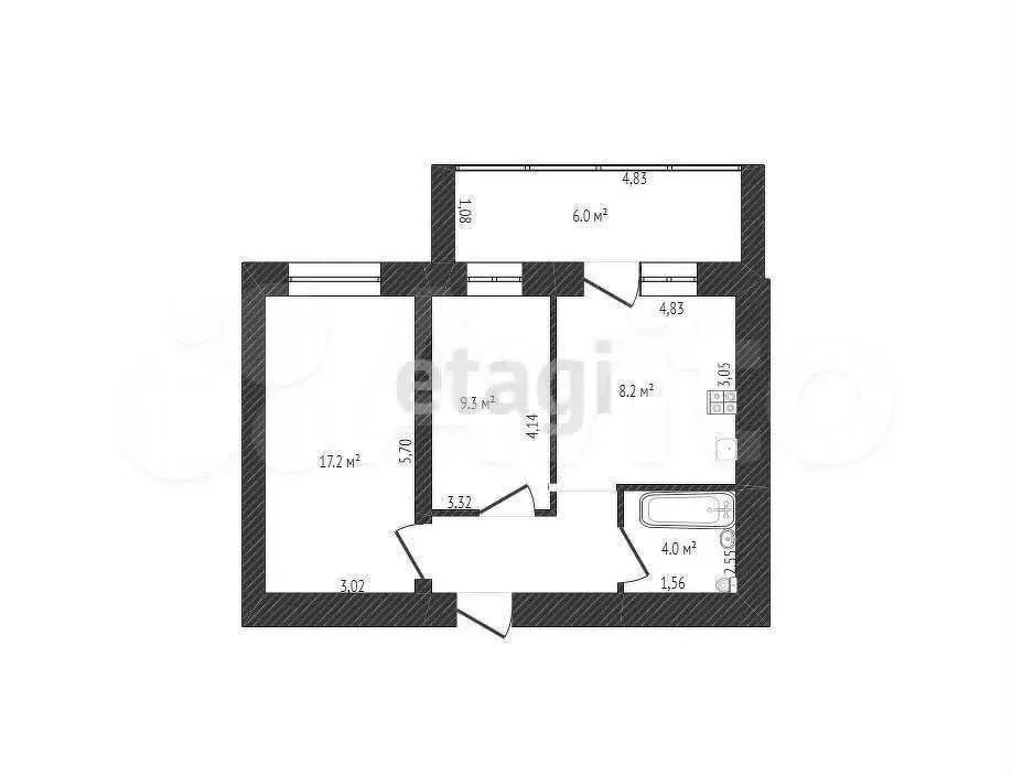 2-к. квартира, 44,8 м, 5/5 эт. - Фото 0