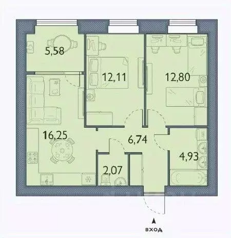 2-к кв. Брянская область, Брянский район, пос. Мичуринский, ... - Фото 1