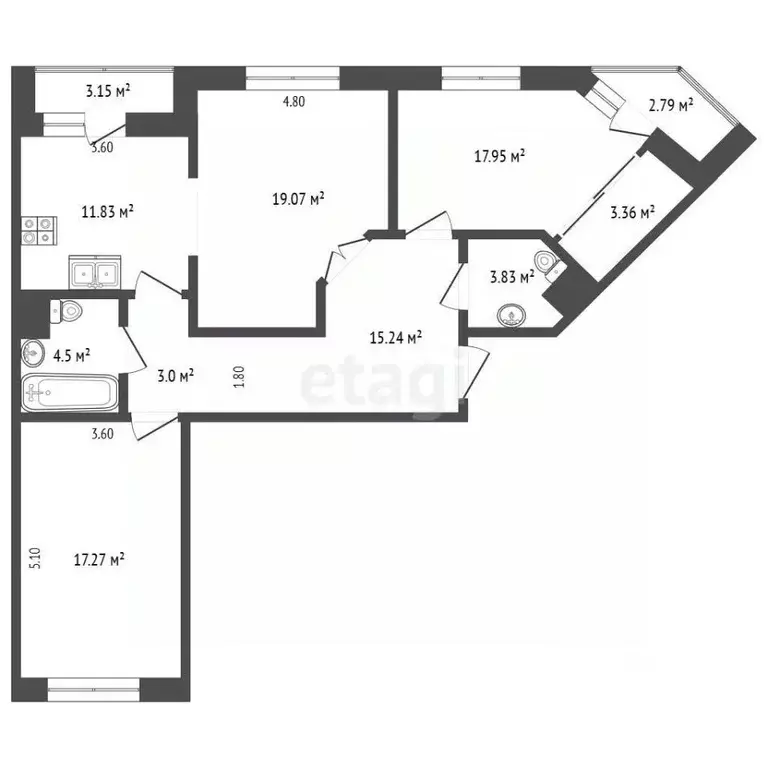 3-к кв. Московская область, Видное бул. Зеленые аллеи, 2 (100.0 м) - Фото 2