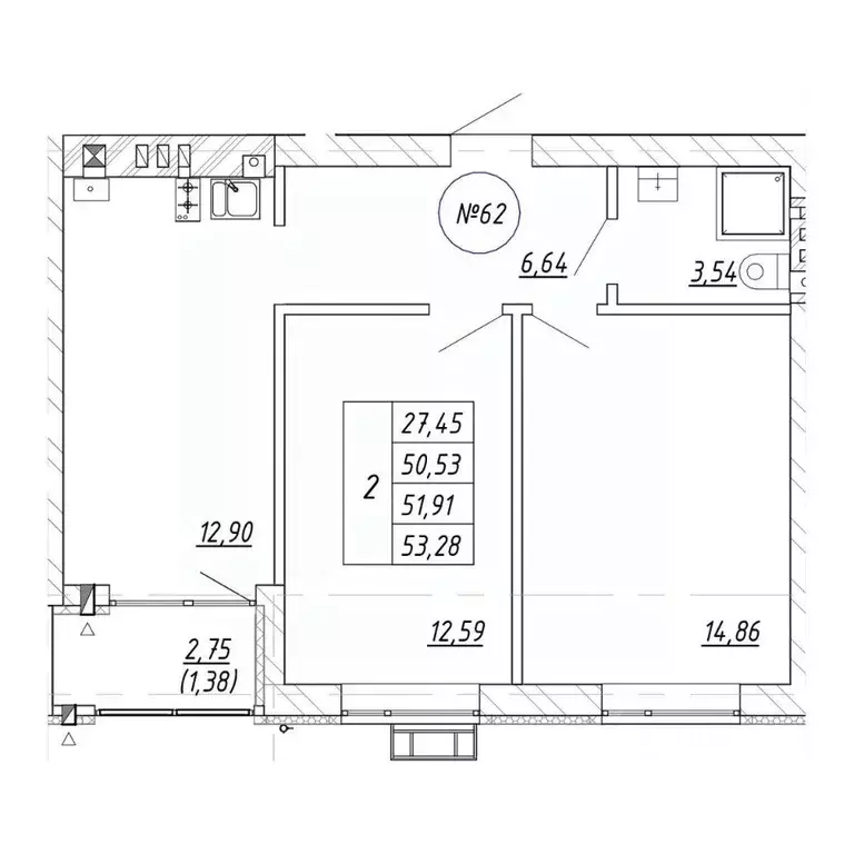 2-к кв. Калининградская область, Зеленоградск  (53.28 м) - Фото 1