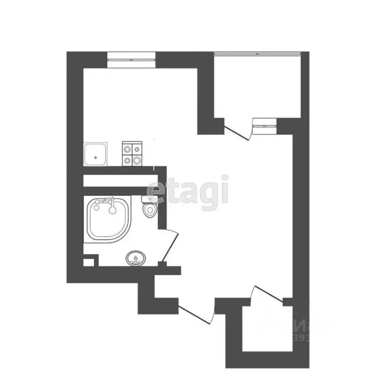 Студия Тюменская область, Тюмень Дамбовская ул., 25к1 (24.3 м) - Фото 1