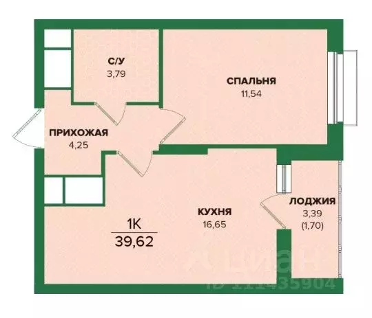 1-к кв. Тульская область, Тула  (39.62 м) - Фото 0