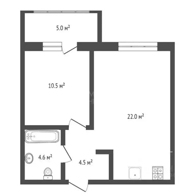 1-к кв. тюменская область, тюмень ул. фармана салманова, 14 (45.0 м) - Фото 1