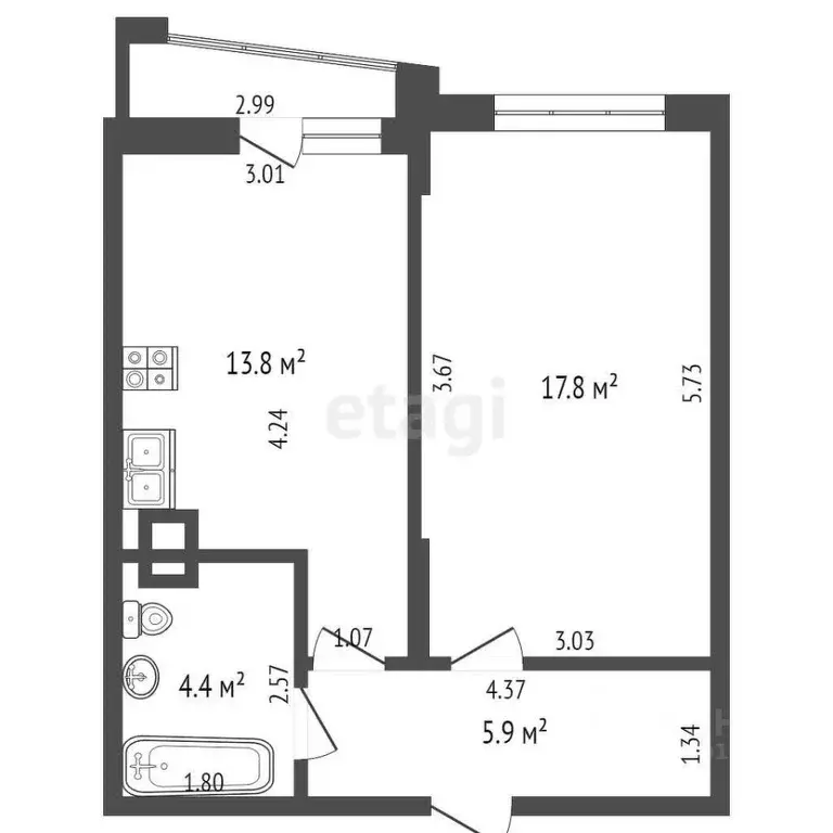 1-к кв. Самарская область, Самара просп. Карла Маркса, 246 (41.9 м) - Фото 1