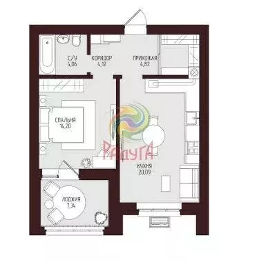 1-комнатная квартира: Иваново, 8-я Сосневская улица, 125 (54.63 м) - Фото 1