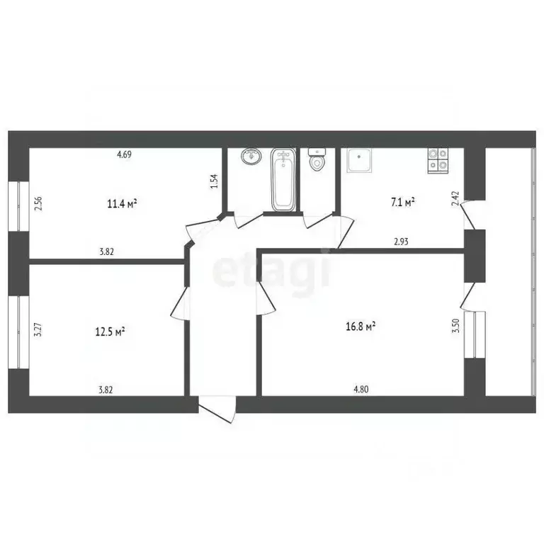 3-к кв. Белгородская область, Белгород ул. Губкина, 55 (60.0 м) - Фото 0