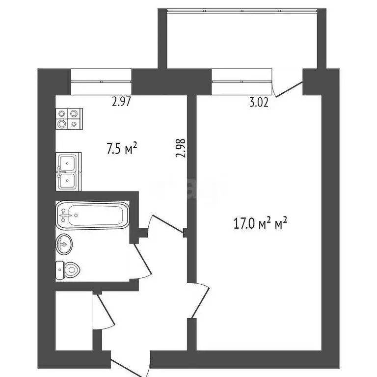 1-комнатная квартира: Вологодский муниципальный округ, посёлок ... - Фото 1