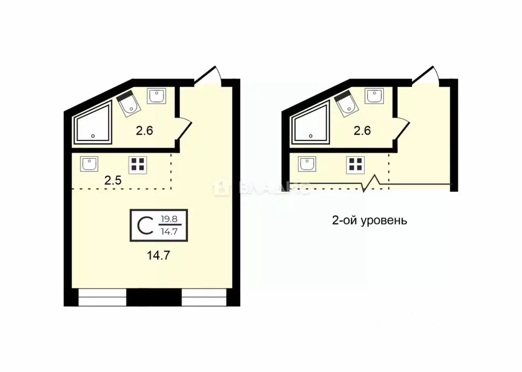 Студия Санкт-Петербург ул. Рылеева, 23 (19.8 м) - Фото 2