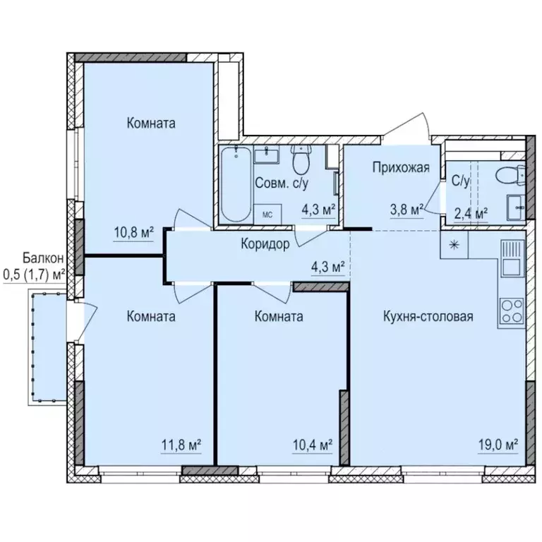 3-к кв. Удмуртия, Ижевск Буммаш жилрайон, Покровский жилой комплекс ... - Фото 1