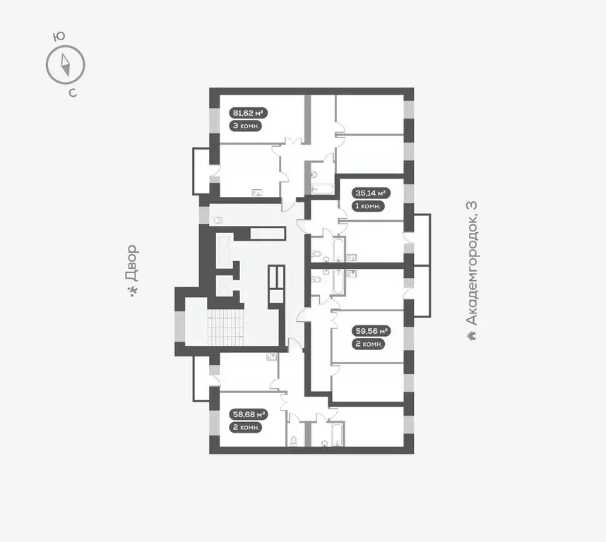 3-к кв. Красноярский край, Красноярск ул. Академгородок, 76 (81.6 м) - Фото 2