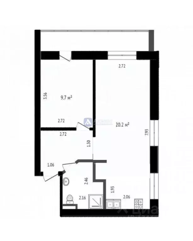 2-к кв. Тюменская область, Тюмень ул. Осипенко, 39 (40.0 м) - Фото 1
