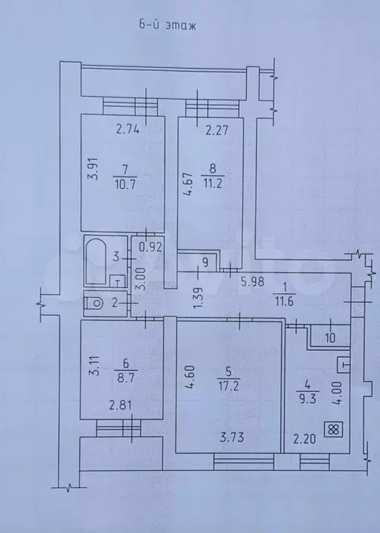 4-к. квартира, 74,5 м, 6/9 эт. - Фото 0