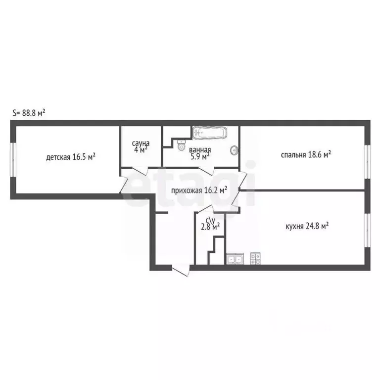 2-к кв. Санкт-Петербург ул. Катерников, 5к1 (89.0 м) - Фото 1