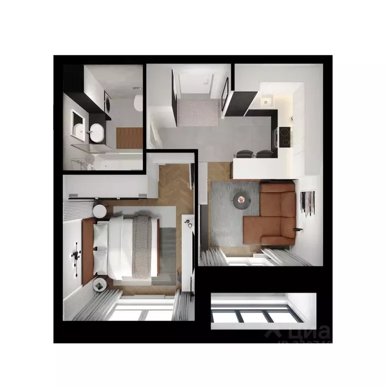 1-к кв. Приморский край, Владивосток ул. Борисенко, 48к2 (34.4 м) - Фото 2