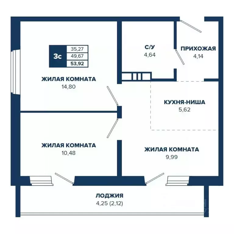 3-к кв. Новосибирская область, Новосибирск Знаменский кв-л,  (53.92 м) - Фото 0