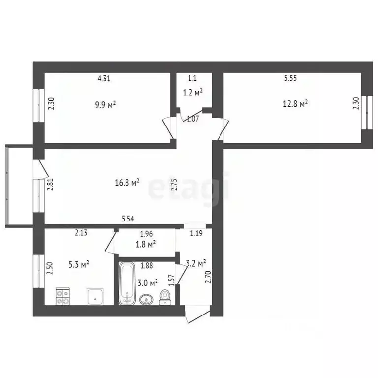 3-к кв. Мордовия, Саранск просп. 50 лет Октября, 18 (54.0 м) - Фото 0