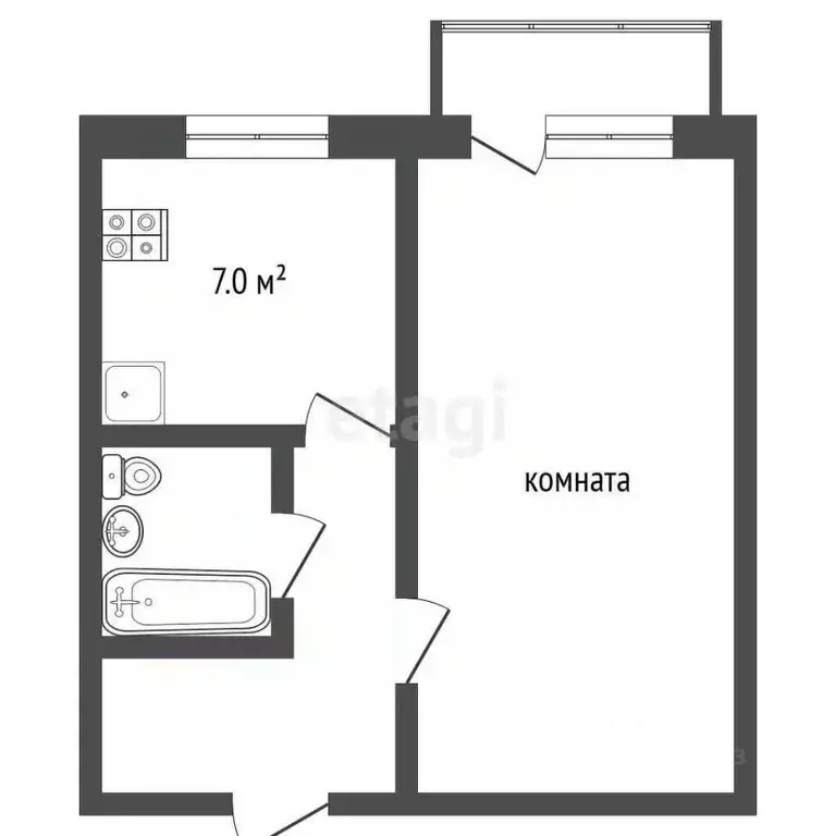 1-к кв. Московская область, Клин ул. Мечникова, 22 (29.5 м) - Фото 1