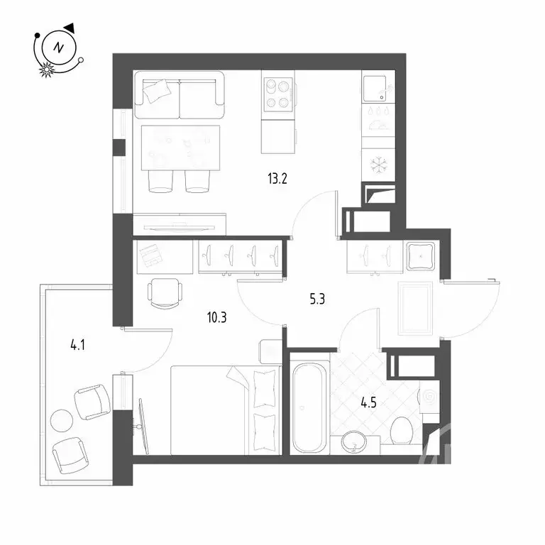 1-комнатная квартира: посёлок Шушары, Чудовская улица, 14к1 (34.3 м) - Фото 1