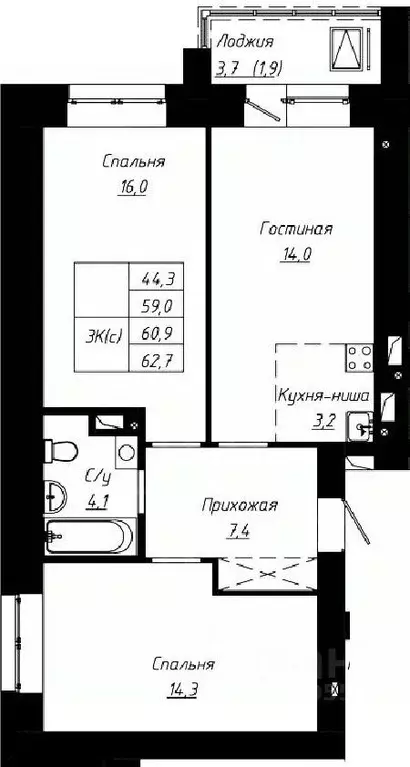 3-к кв. Алтайский край, Барнаул ул. Чернышевского, 189к1 (60.9 м) - Фото 0