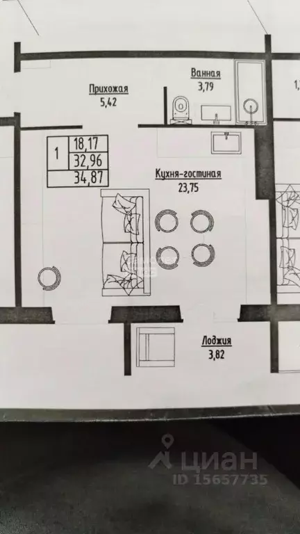 Студия Омская область, Омск Порт-Артур мкр, ул. 2-я Трамвайная, 41 ... - Фото 2