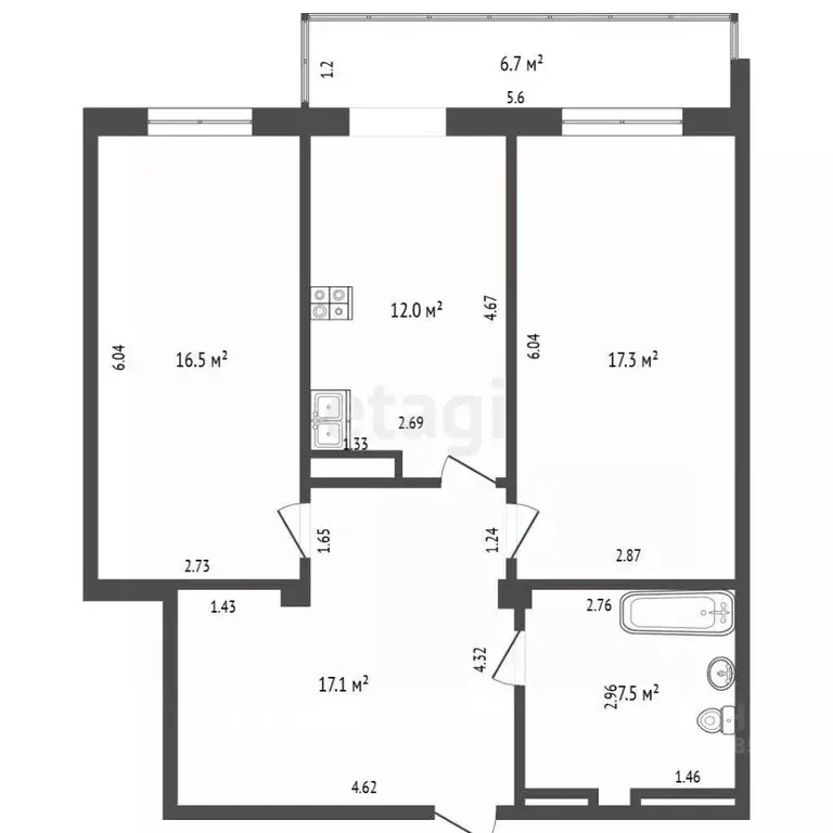 2-к кв. Самарская область, Самара Революционная ул., 4 (70.4 м) - Фото 2