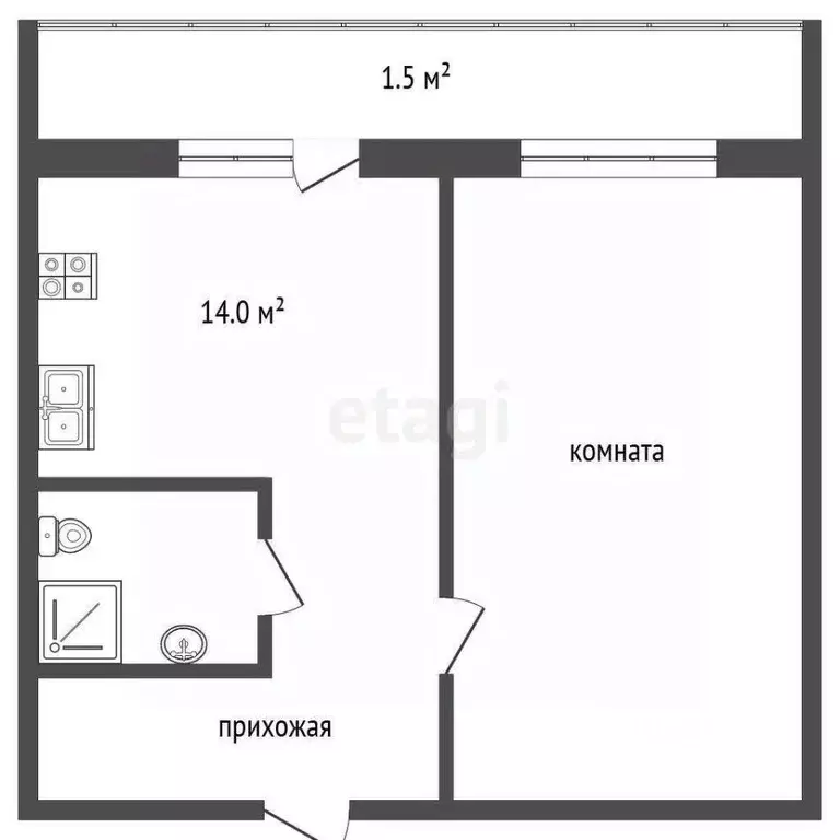 1-к кв. Ставропольский край, Ессентуки Никольская ул. (33.3 м) - Фото 1