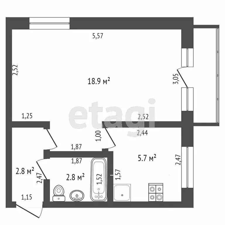 1-комнатная квартира: Тверь, бульвар Цанова, 13 (31.9 м) - Фото 1