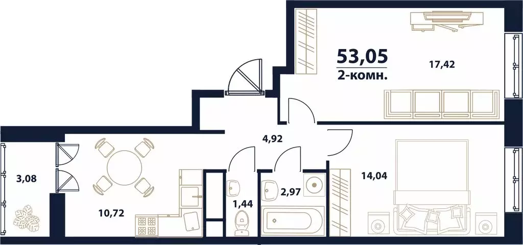 2-комнатная квартира: Ульяновск, микрорайон Новый Город, 17-й квартал, ... - Фото 0