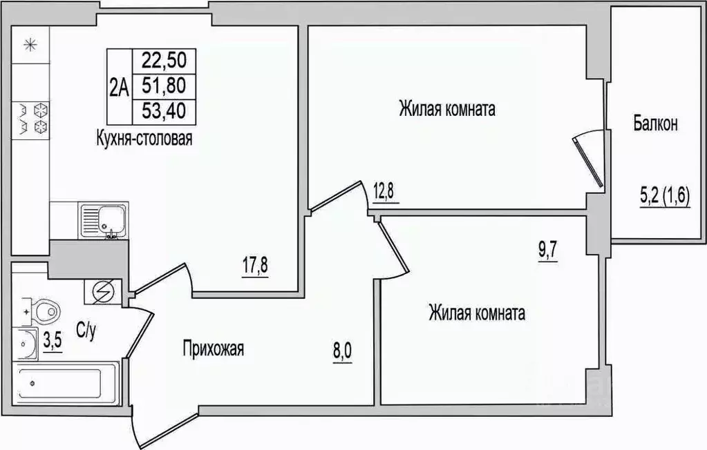 2-к кв. Псковская область, Псковский район, Завеличенская волость, д. ... - Фото 1