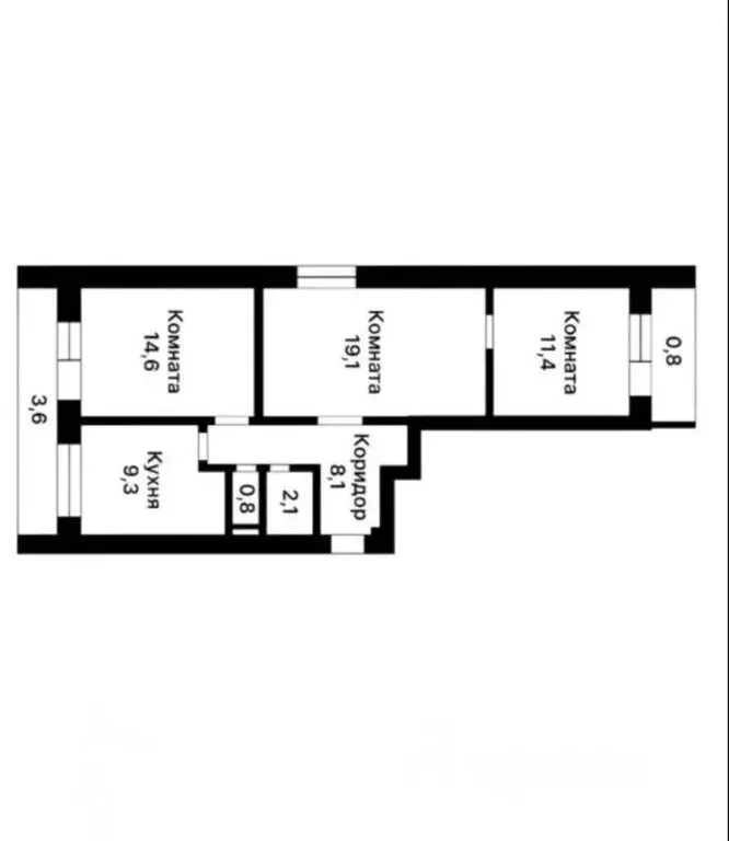 3-комнатная квартира: Москва, улица Подвойского, 26 (65 м) - Фото 1