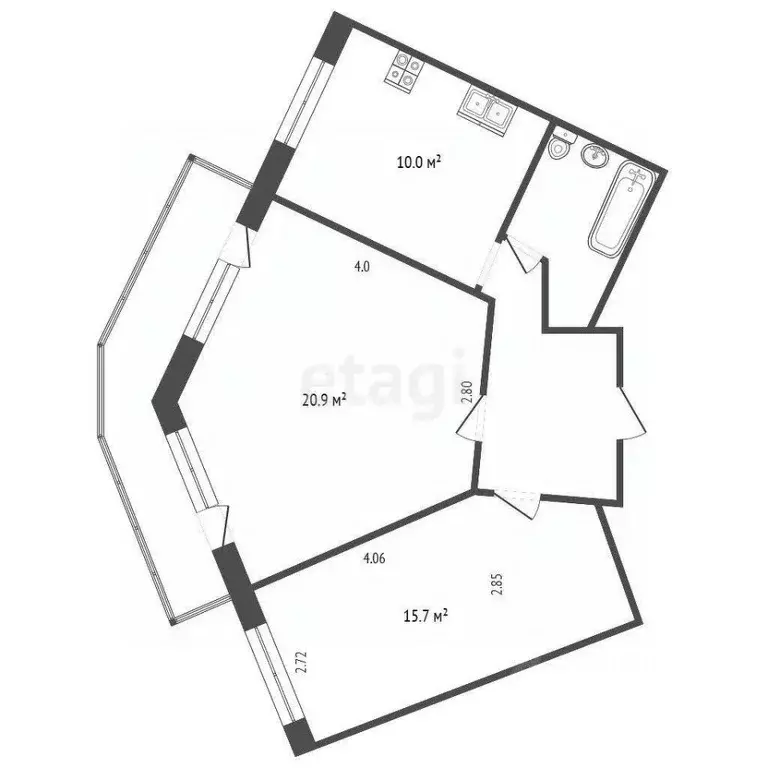 2-к кв. Ханты-Мансийский АО, Сургут просп. Ленина, 34 (60.0 м) - Фото 2