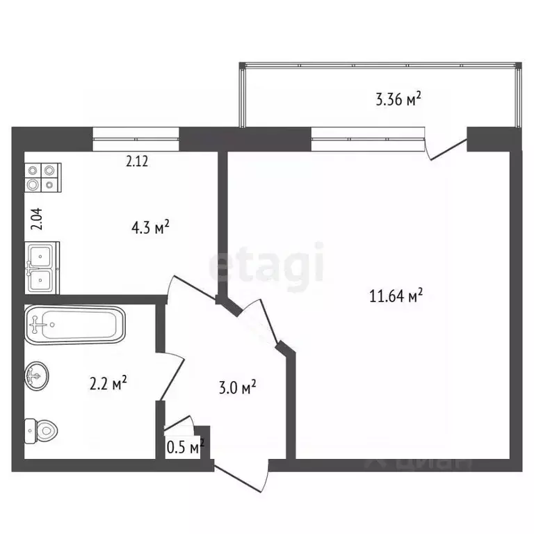 1-к кв. Севастополь ул. Хрусталева, 69 (22.5 м) - Фото 2