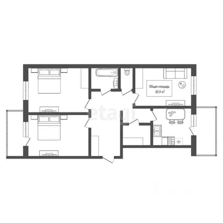 3-к кв. Новосибирская область, Бердск ул. Звездная, 11 (88.0 м) - Фото 1