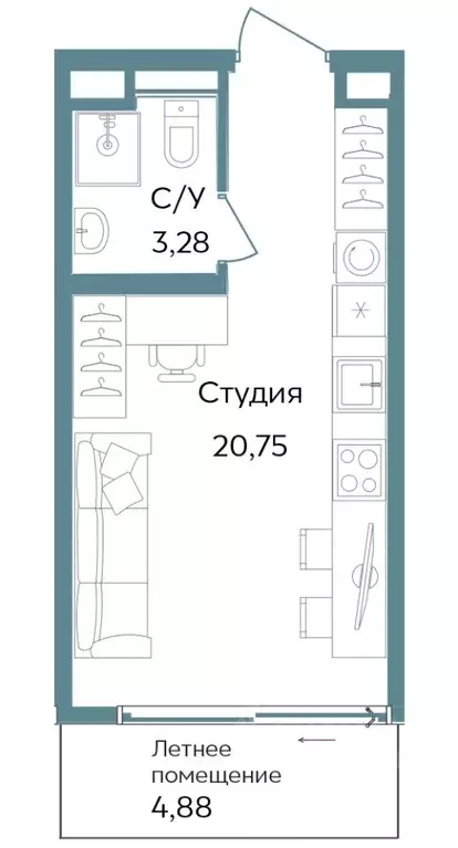 Студия Крым, Саки ул. Морская (28.91 м) - Фото 0