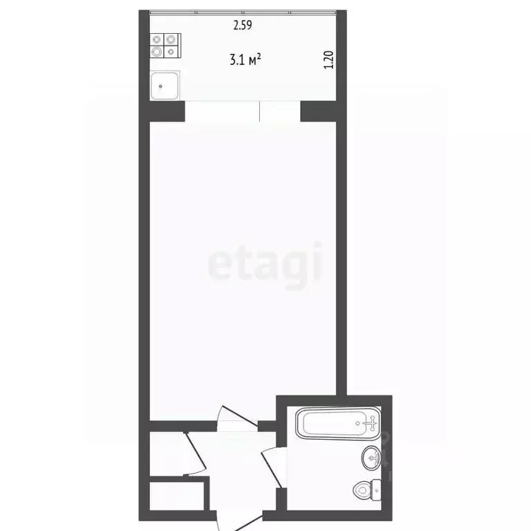 Студия Тюменская область, Тюмень ул. 30 лет Победы, 77 (18.0 м) - Фото 2