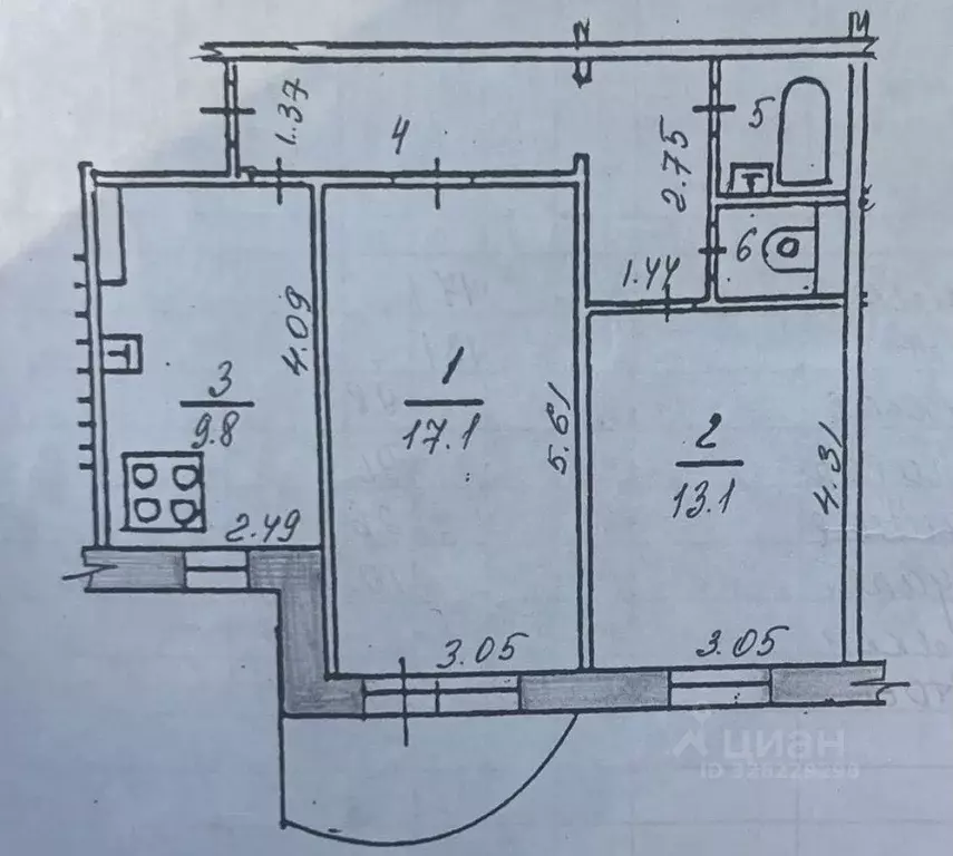 2-к кв. Татарстан, Казань Меридианная ул., 24 (54.5 м) - Фото 2