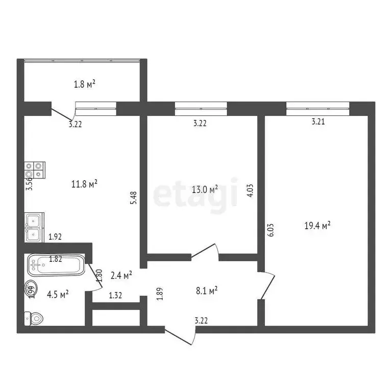 2-комнатная квартира: Оренбург, улица Автомобилистов, 13 (60 м) - Фото 0