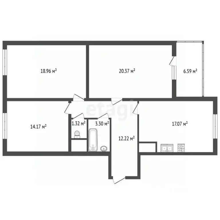 3-к кв. Санкт-Петербург Комендантский просп., 66к1 (86.5 м) - Фото 2