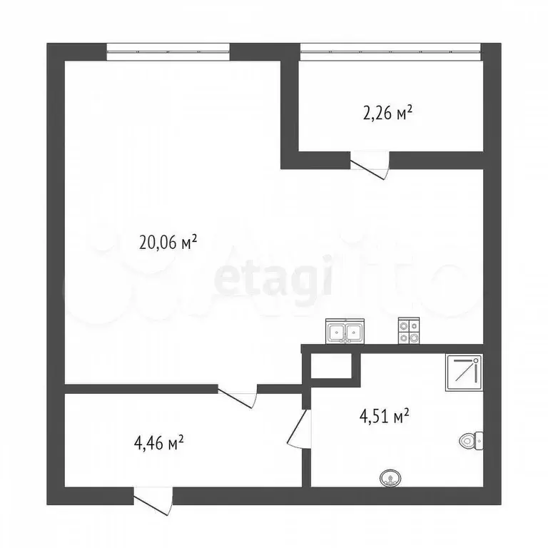 1-к. квартира, 33 м, 2/2 эт. - Фото 0