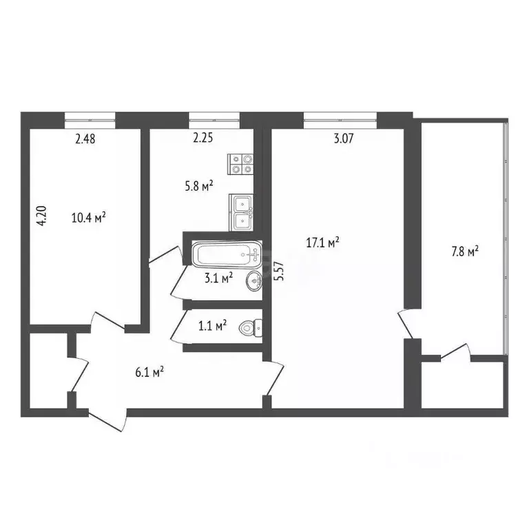 2-к кв. Крым, Алупка ул. Западная, 21 (44.2 м) - Фото 2