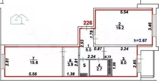 2-к. квартира, 55,7 м, 10/10 эт. - Фото 0