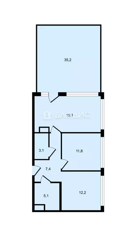 Квартира-студия: Санкт-Петербург, улица Челюскина, 8 (70.3 м) - Фото 0