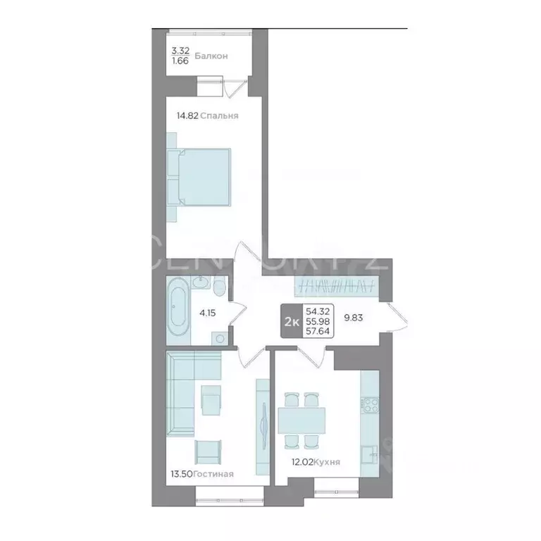 2-к кв. Калининградская область, Калининград Новгородская ул., 3Ак5 ... - Фото 2