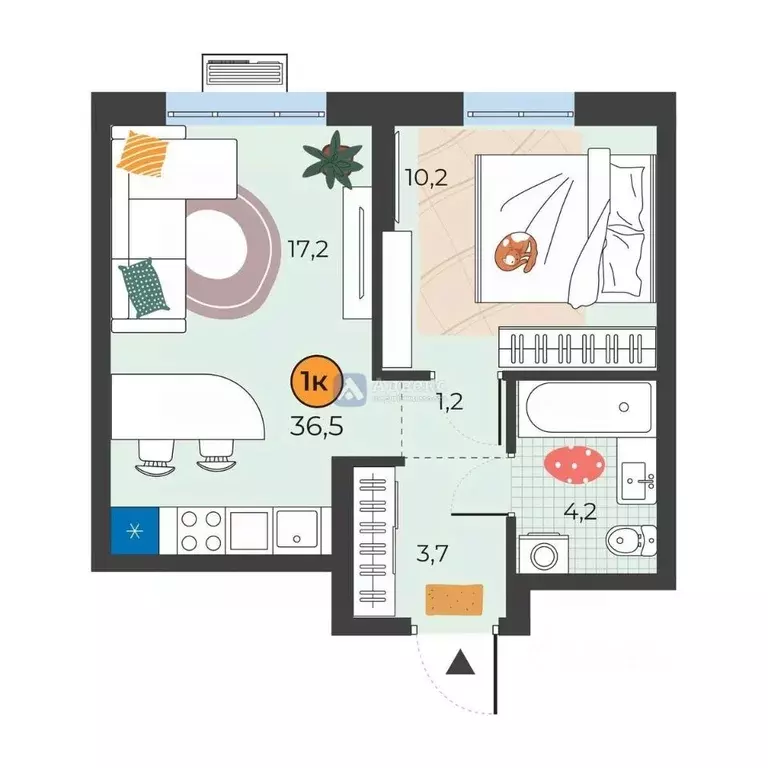 1-к кв. Тюменская область, Тюмень ул. Надежды Шалагиной, 4 (36.5 м) - Фото 1